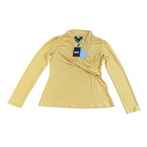 DKNY Women Yellow Long Sleeve Top Size Medium